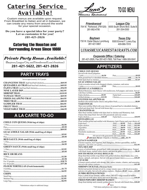 luna's eat & drink|luna's menu with prices.